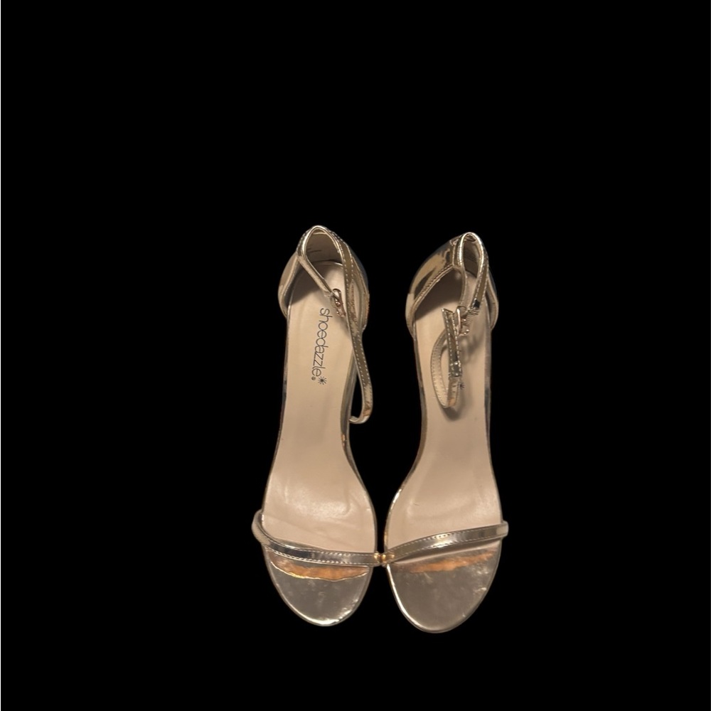 Shoe Dazzle Gold Stiletto Heels Elegant Minimalist Design